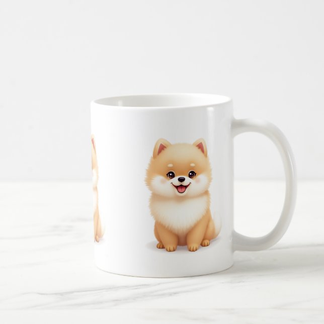Taza De Café Mugs & Cups (cachorro pomerano) (Derecha)