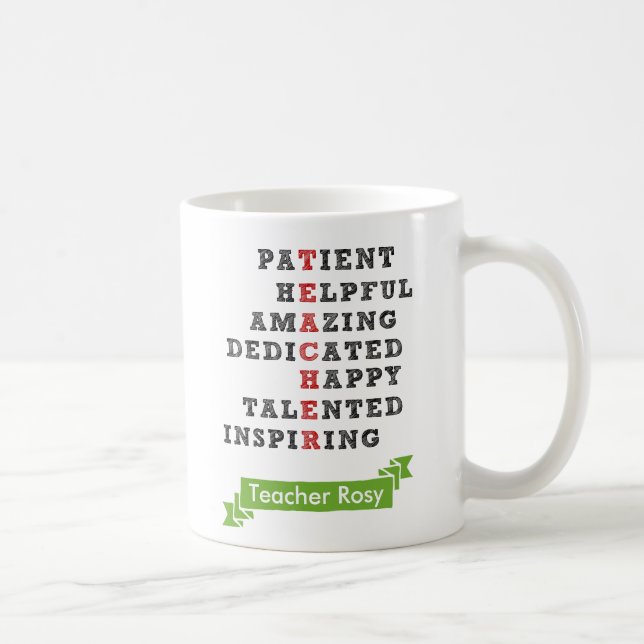 Taza De Café Mugs de aprecio de profesores personalizados con n (Derecha)