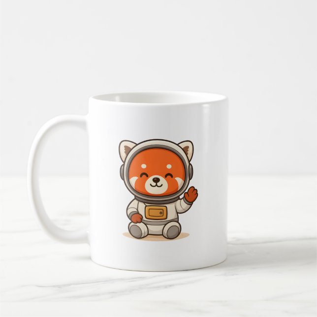 Taza De Café Mugs de astronauta del Panda Rojo | Drinkware Cute (Izquierda)