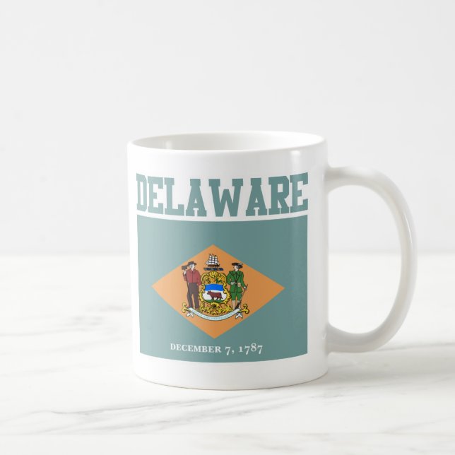 Taza De Café Mugs de la bandera del estado de Delaware (Derecha)