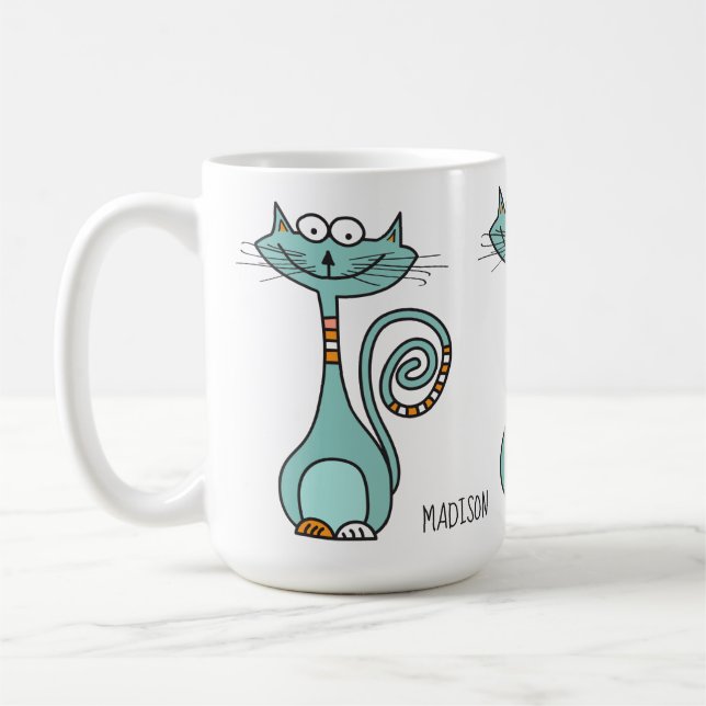 Taza De Café Mugs de nombres personalizados de Cat divertidos (Izquierda)
