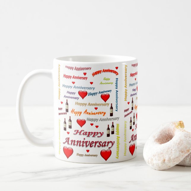 Taza De Café Mugs del aniversario feliz (Con donut)