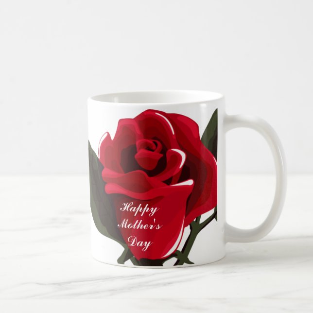 Taza De Café Mugs del Día de la Madre Rosa Roja (Derecha)