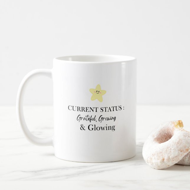 Taza De Café Mugs Inspiradores agradecidos, crecientes y brilla (Con donut)