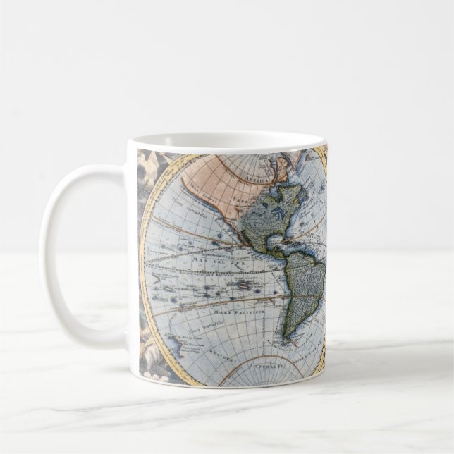 Taza De Café Mugs - Mapa Global de época (Izquierda)