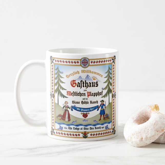 Taza De Café Mugs & Steins ~ Señalización Lodge (Con donut)