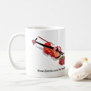 Taza De Café Mugs / Violín con un Rosa