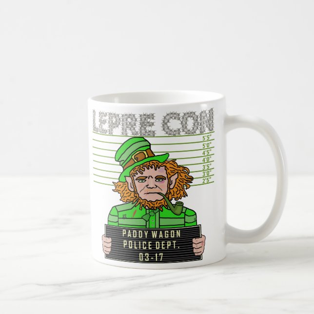 Taza De Café Mugshot divertido v1 de Leprecon del Leprechaun (Derecha)