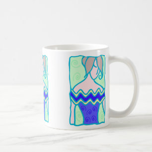 Taza De Café Mujer acuaria de los años 20 con símbolo azul verd