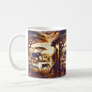 Taza De Café Mujer africana hermosa con animales