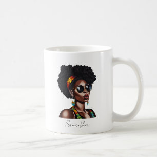 Taza De Café Mujer afroamericana con gafas de sol de Moda
