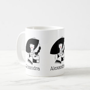 Taza De Café Mujer Art Déco con sombrero grande guantes RL
