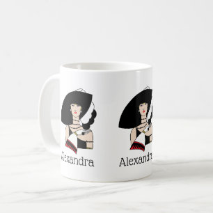 Taza De Café Mujer Art Deco Vintage con sombrero guantes Color