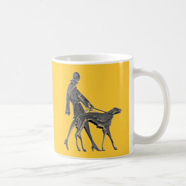 Taza De Café Mujer Art Deco y perro (Derecha)