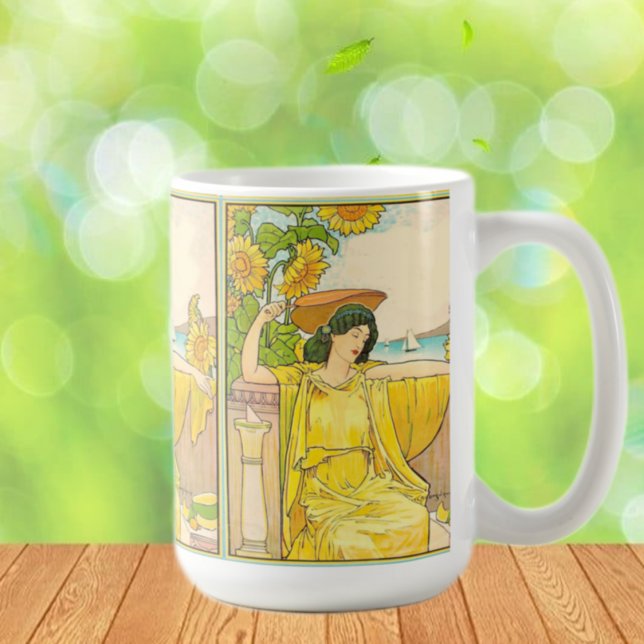 Taza De Café Mujer Art Nouveau con girasoles (Subido por el creador)