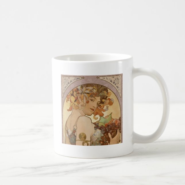 Taza De Café Mujer Art Nouveau Mucha Hermosa (Derecha)