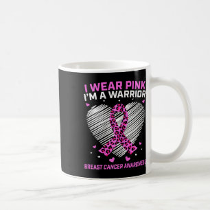 Taza De Café Mujer: Cáncer de Mama Rosado Guerrera, Corazón Cor