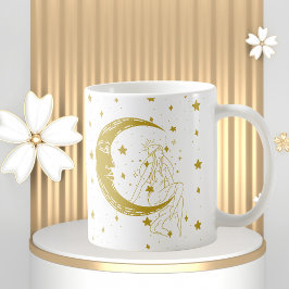 Taza De Café Mujer celeste, estrellas de la luna, boho, astrono