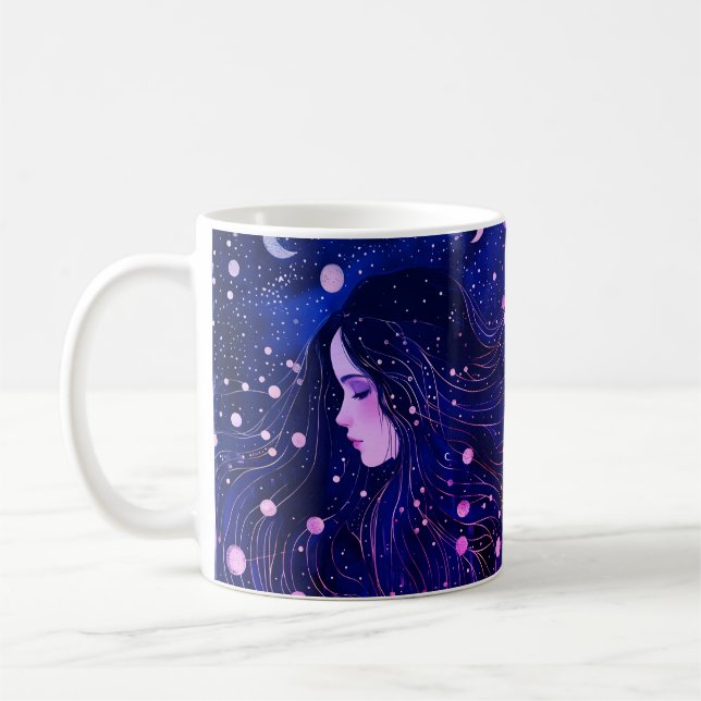 Taza De Café Mujer Celestial Diosa Luna Estrellas Cielo (Izquierda)
