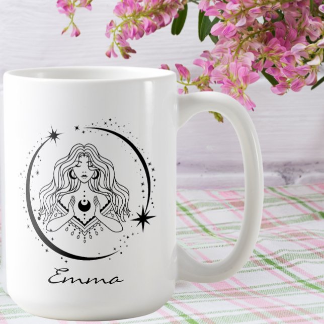 Taza De Café Mujer celestial, luna estrellas, boho, astronomía  (Subido por el creador)