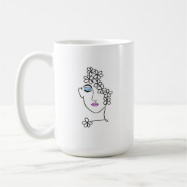 Taza De Café Mujer con arte de línea de flores