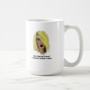 Taza De Café Mujer con bomba rubia pide prestado un beso