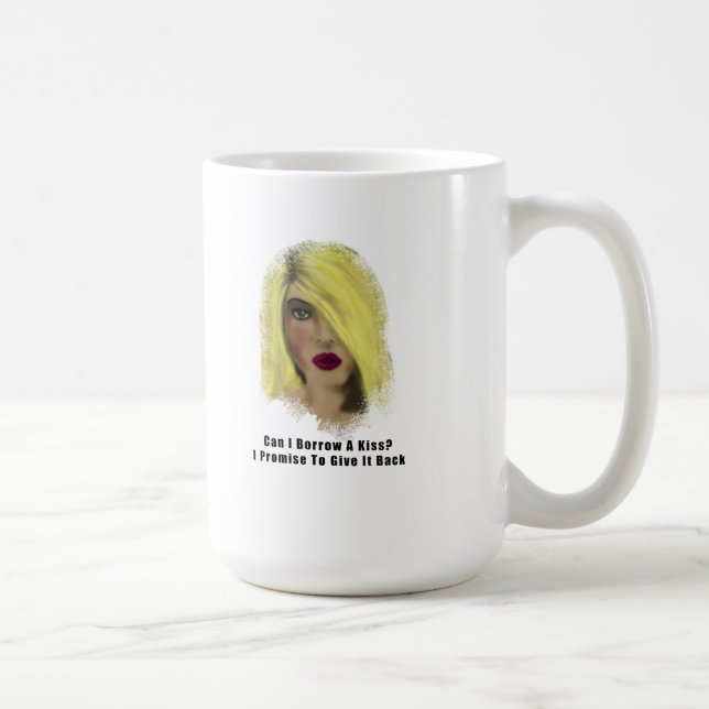 Taza De Café Mujer con bomba rubia pide prestado un beso (Derecha)