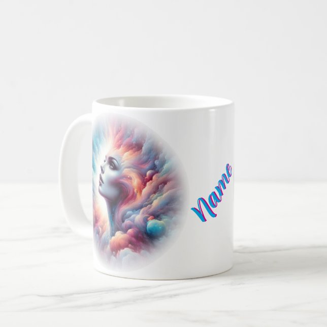 Taza De Café Mujer con cabello de Aura cósmico (Anverso izquierdo)