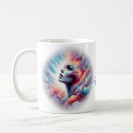 Taza De Café Mujer con cabello de Aura cósmico