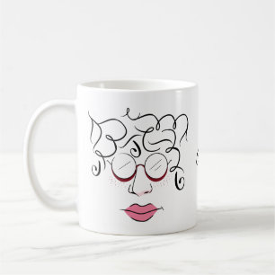 Taza De Café Mujer con labios y lentes rosados