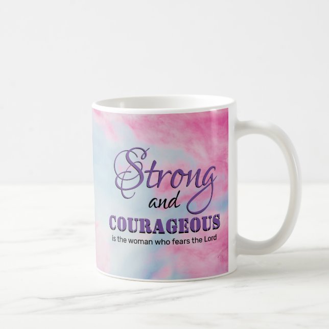 Taza De Café Mujer cristiana fuerte y VALIENTE personalizada (Derecha)