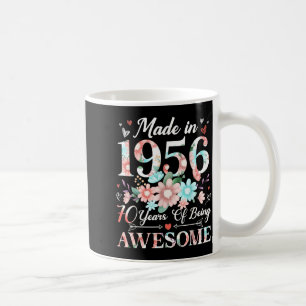 Taza De Café mujer de 70 años hecha en 1956 floral cumpleaños 7
