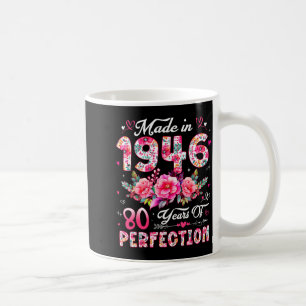 Taza De Café Mujer de 80 años hecha en 1946 Floral cumpleaños 8
