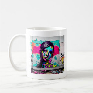 Taza De Café Mujer de arte de grafiti hermoso en 