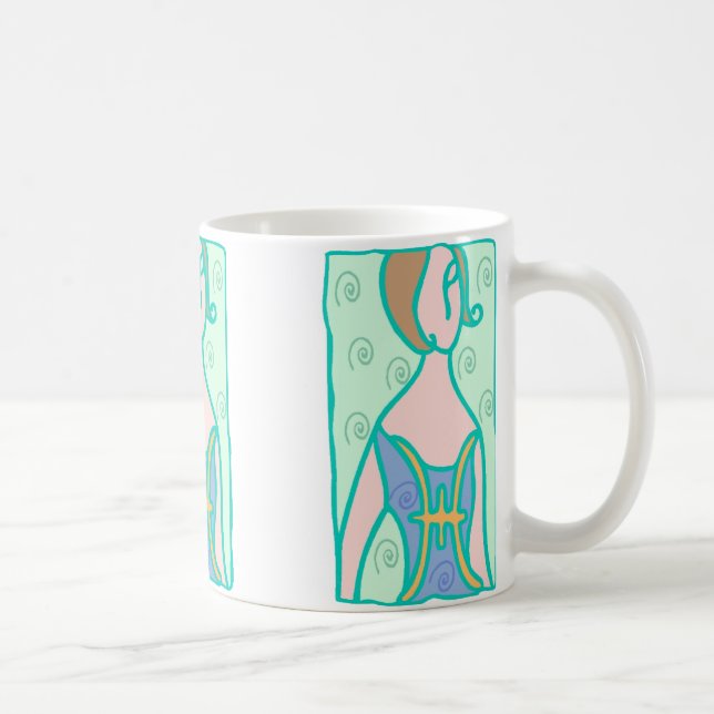 Taza De Café Mujer de Pisces de los años 1920 con símbolo verde (Derecha)