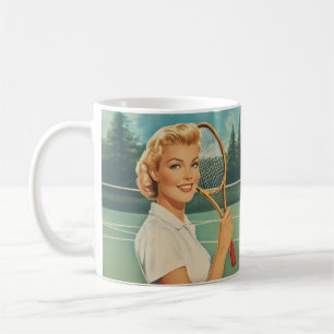 Taza De Café Mujer de tenis Ilustracion de la revista de los añ