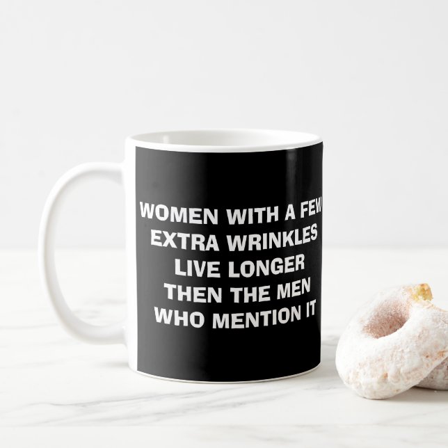 Taza De Café Mujer Divertida Dice Arrugas (Con donut)