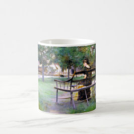 Taza De Café Mujer en un banco (por Edwin Austin Abbey)
