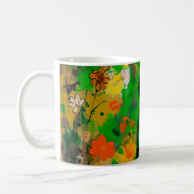 Taza De Café mujer en un campo colorido (Izquierda)