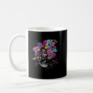 Taza De Café Mujer Flor de pelo Negro Historia BLM Melanin Rein