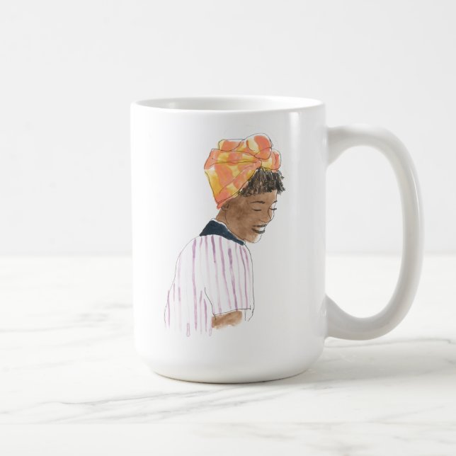 Taza De Café Mujer fuerte y bella sonriendo (Derecha)