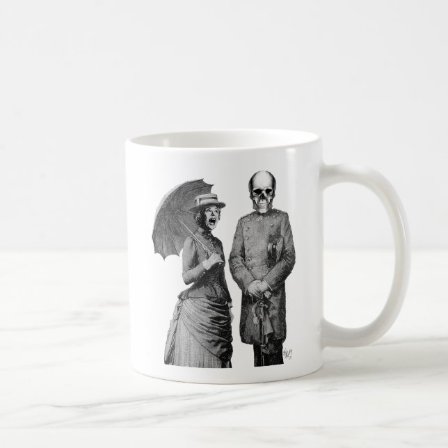 Taza De Café Mujer gritando y cráneo (Derecha)