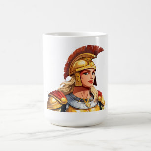 Taza De Café mujer guerrera griega de perfil en clásico