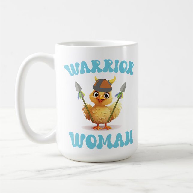 Taza De Café Mujer guerrera linda viking pollo (Izquierda)