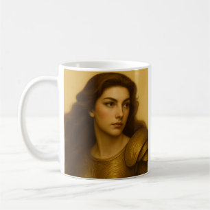 Taza De Café Mujer guerrera medieval dorada