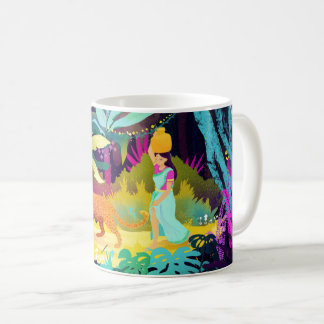 Taza De Café Mujer hermosa caminando por la jungla con leopardo