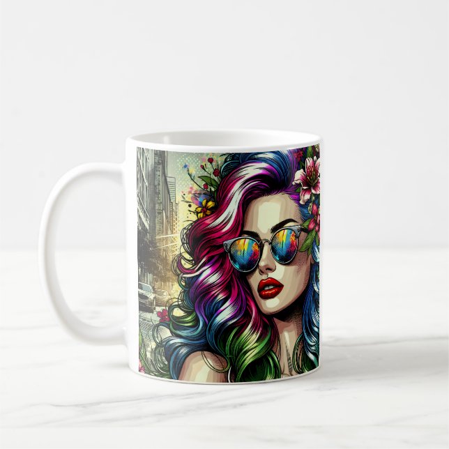 Taza De Café Mujer Hermosa en la Ciudad  (Izquierda)
