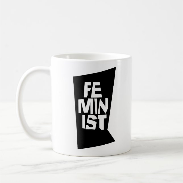 Taza De Café Mujer igual imitación del chica femenino feminista (Izquierda)