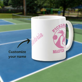 Taza De Café Mujer Jugadora Maestra de Pickleball con Nombre Pe