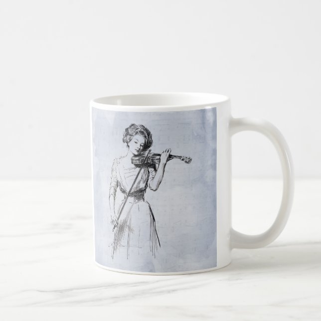 Taza De Café Mujer jugando Ilustracion de violín (Derecha)